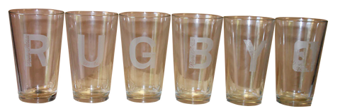 *RUGBY Pint Glass 6 Pack