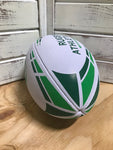 *White w/ Kelly Green + Forest Green Lines Rugby Ball - Size 5