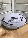 *White w/ Black + Grey Lines Rugby Ball - Size 5