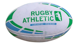 *White w/ Baby Blue + Lime Green Lines Rugby Ball - Size 5